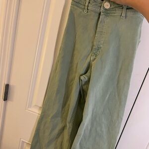 green trending zara marine straight jeans